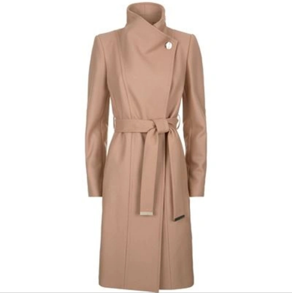 Ted Baker Lorili Cashmere Wrap Coat with Gold Accents